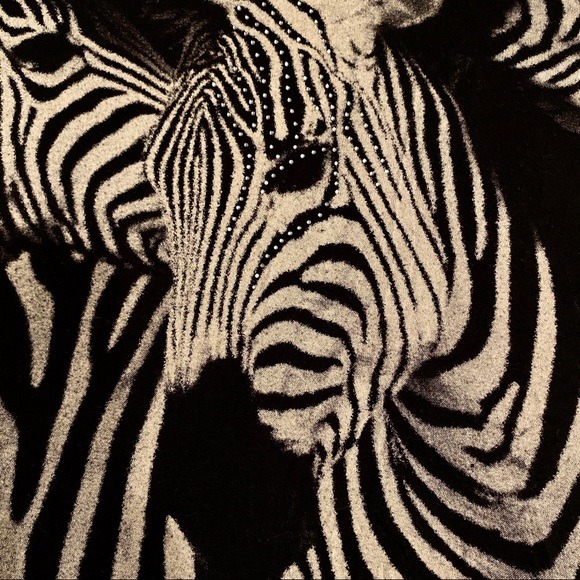 Vintage Y2K Zebra Rhinestone Tunic Top. Gorgeous Graphic Print.Soft, Lightweight - Picture 2 of 4